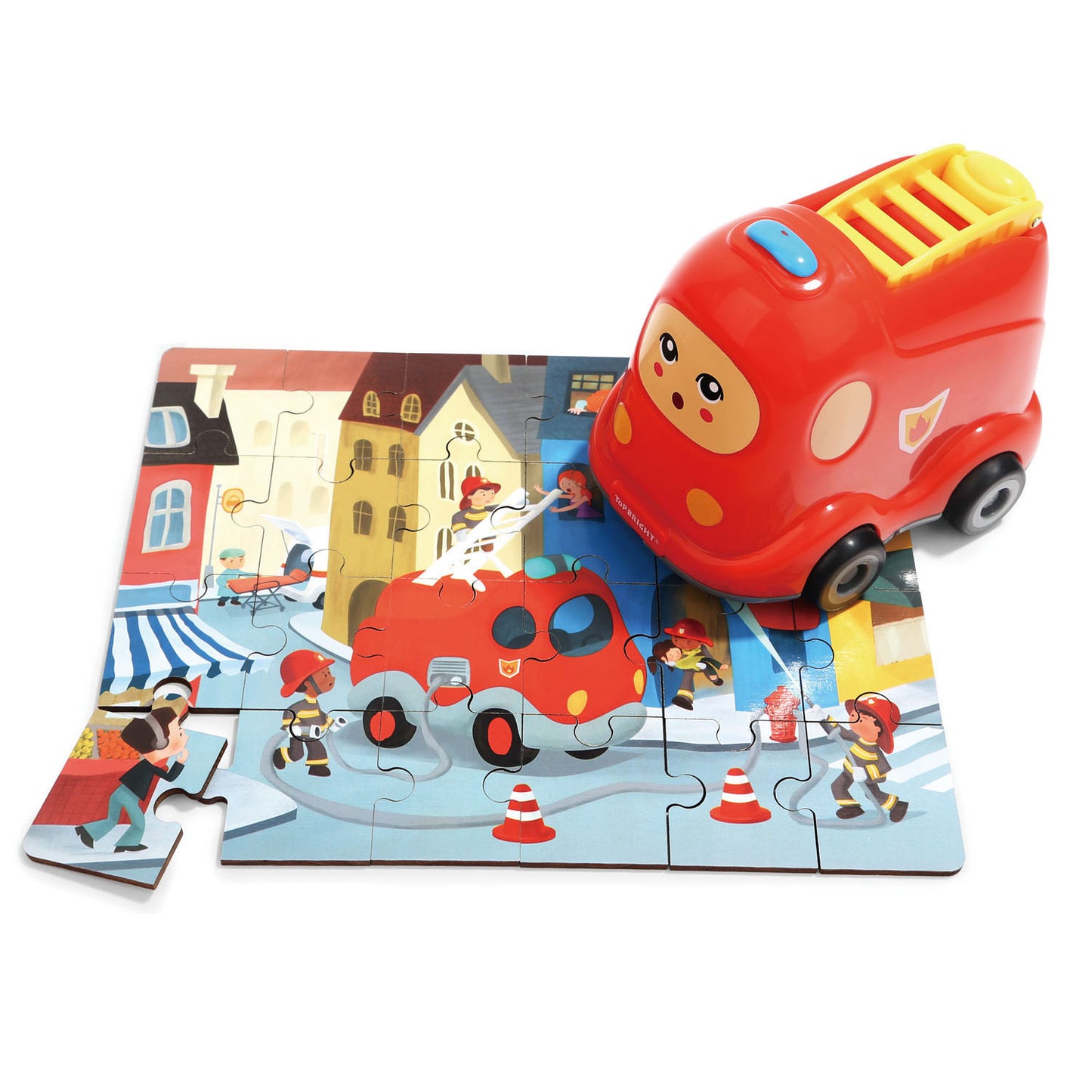 Topbright Wooden Jigsaw Puzzle avec camion de pompiers, 24e.