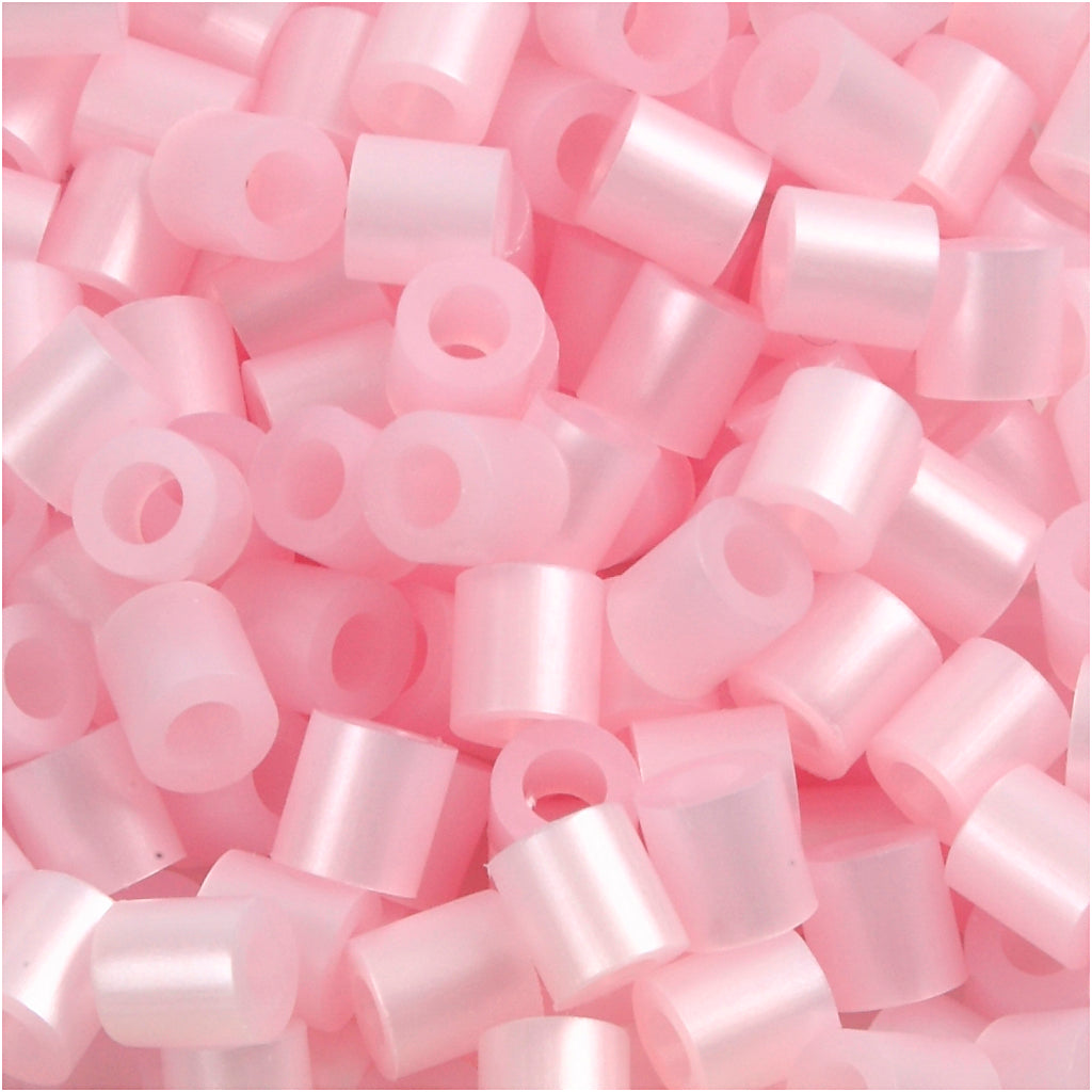 Perles à repasser Nabbi, dim. 5x5 mm, diamètre intérieur 2,5 mm, moyen, nacre rose (32259), 1100 pièces 1 boîte