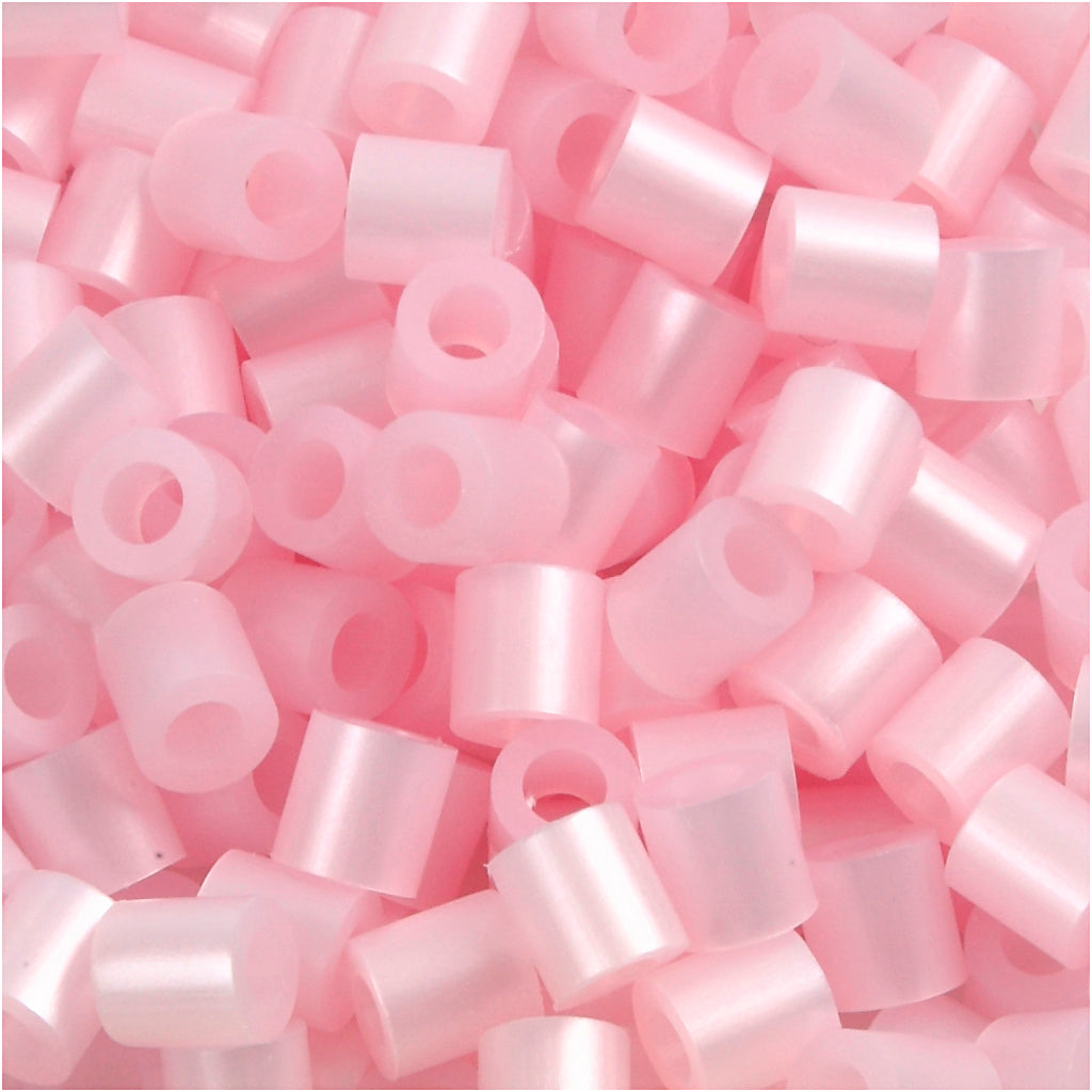 Perles à repasser Nabbi, dim. 5x5 mm, diamètre intérieur 2,5 mm, moyen, nacre rose (32259), 6000 pièces 1 boîte