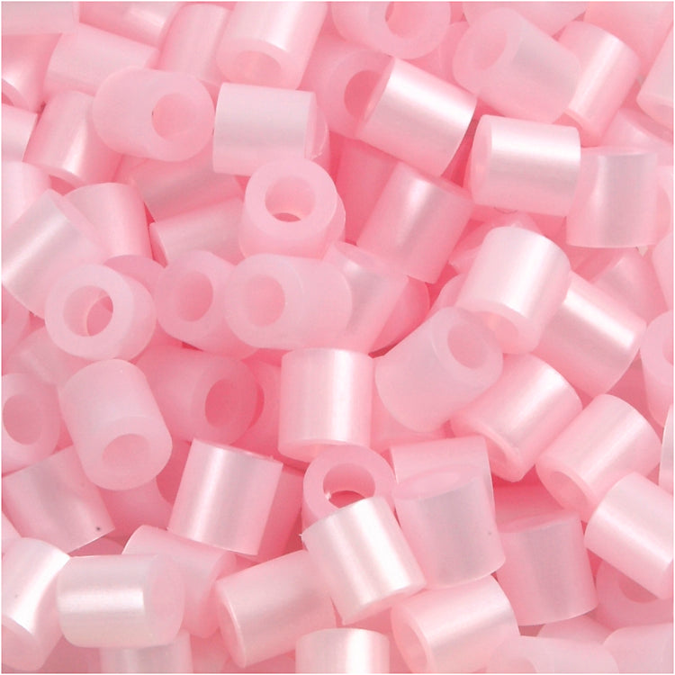 Perles à repasser Nabbi, dim. 5x5 mm, diamètre intérieur 2,5 mm, moyen, nacre rose (32259), 6000 pièces 1 boîte