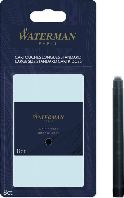 Cartouches d'encre pour stylo plume Waterman | longue internationale | noir intense | 8 cartouches d'encre