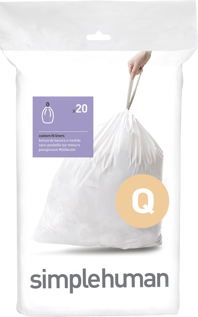 Sacs poubelle Simplehuman code q - 50 litres - 20 pièces - avec cordon de serrage - blanc