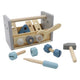 Boîte à outils portative en bois, 17 pièces.