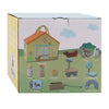 Coffret de jeu vétérinaire en bois, 13 pièces.