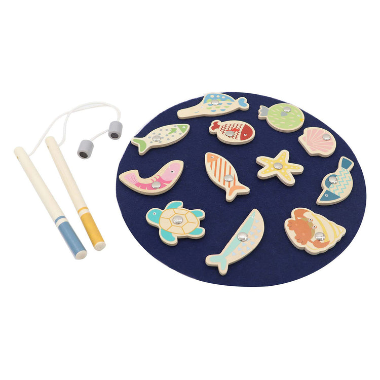Jeu de pêche magnétique en bois, 15 pièces.