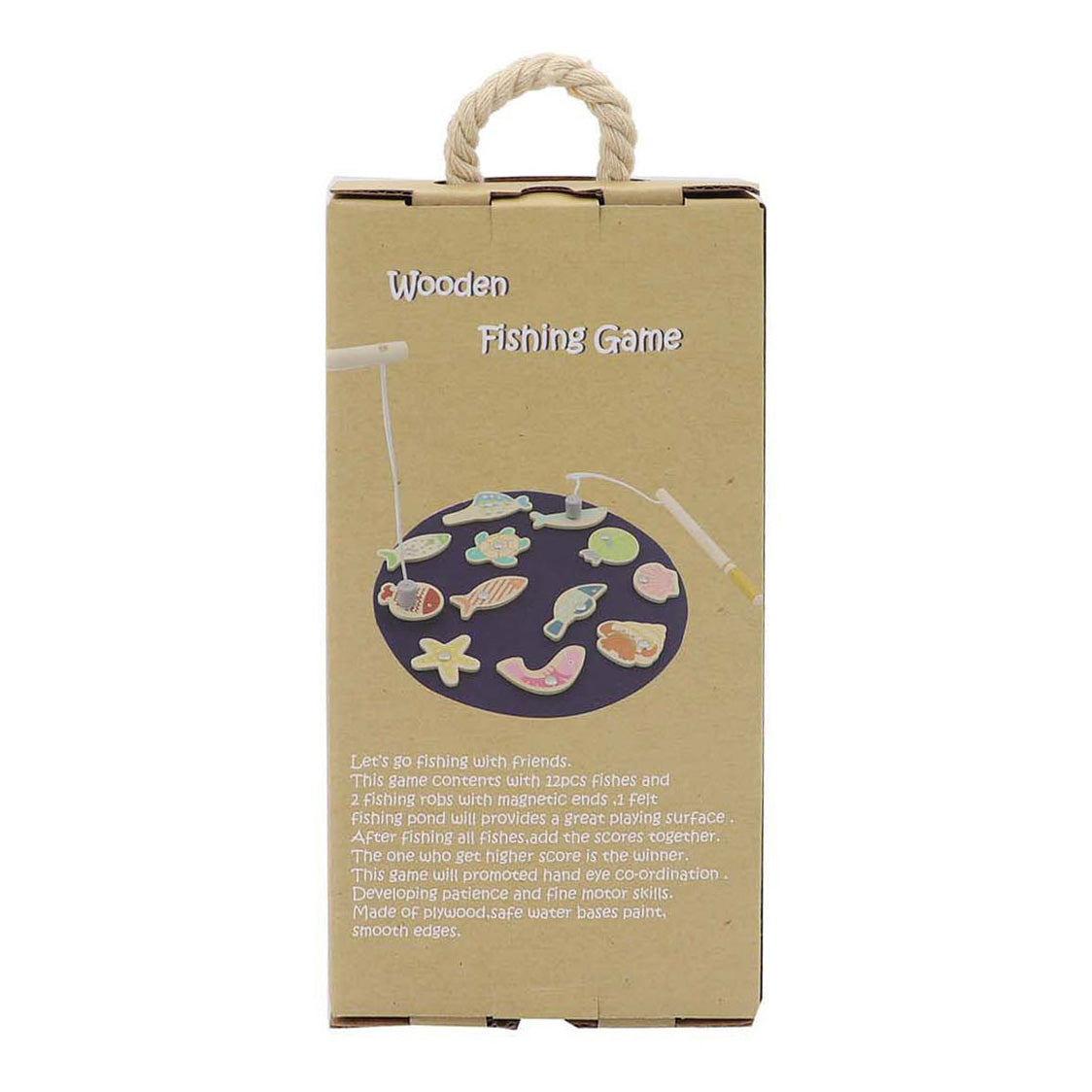 Jeu de pêche magnétique en bois, 15 pièces.