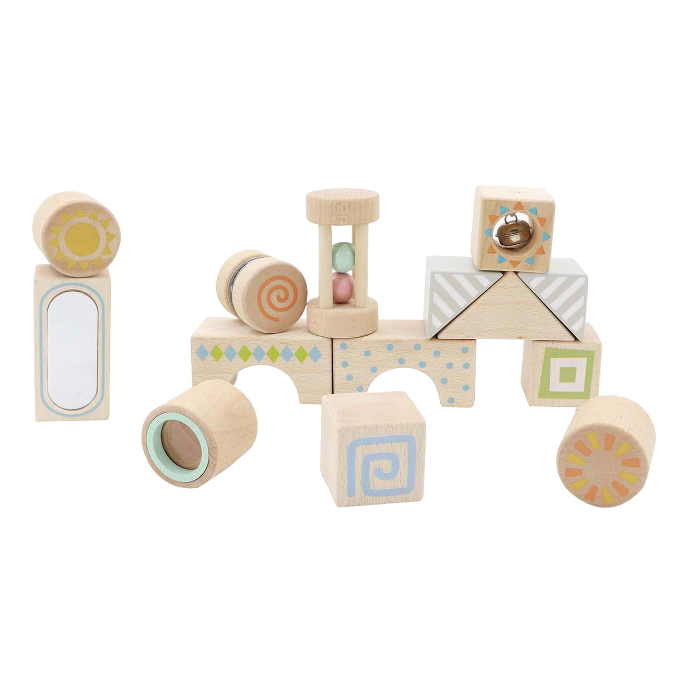 Blocs d'activités en bois, 14 pièces.