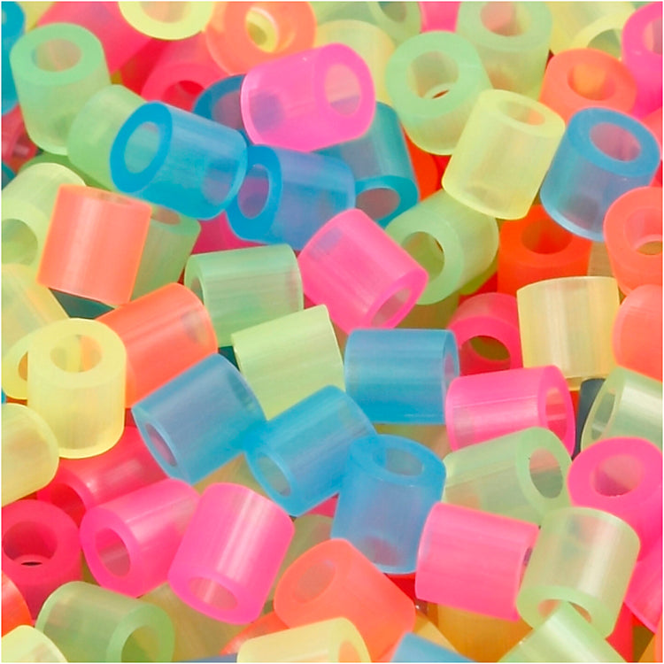 Perles à repasser Nabbi, dim. 5x5 mm, diamètre intérieur 2,5 mm, moyen, couleurs fluo, 6000 div 1 boîte