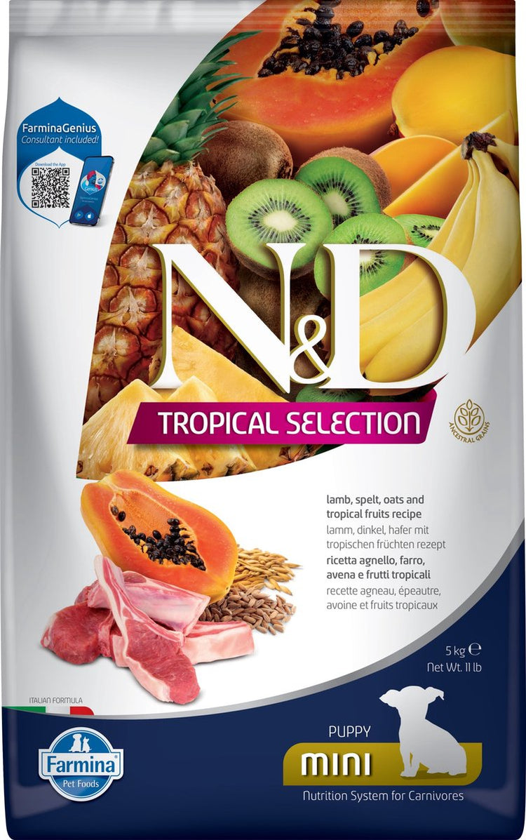 Farmina n d nourriture pour chiot tropical agneau petite race 5 kg