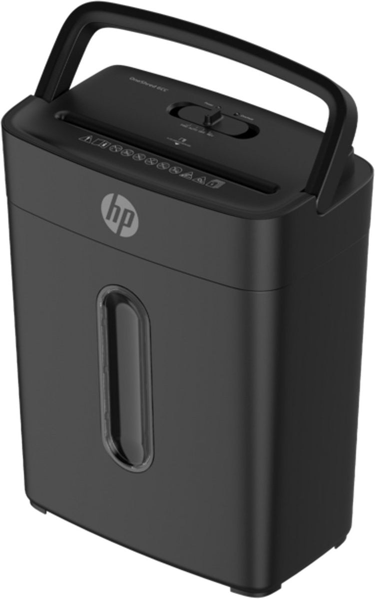 Destructeur HP oneshred 6cc - 6 feuilles din a4 - p-4 din66399 - destructeur de papier - 14 litres - poignée rabattable - bureau à domicile - noir