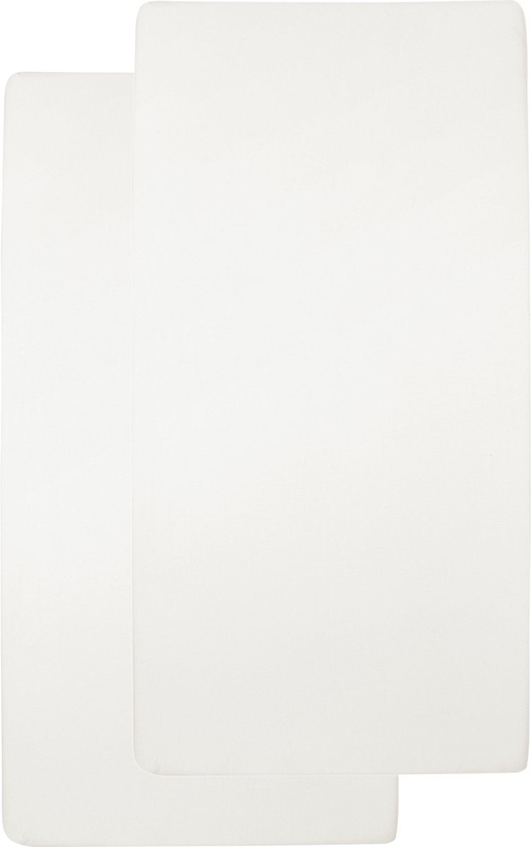 Drap-housse pour berceau Meyco baby uni - lot de 2 - blanc cassé - 40x80 90cm