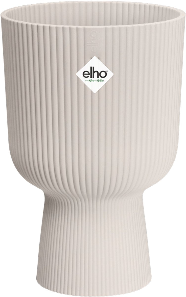 Elho vibesfold coupe 14 - pot de fleur d'intérieur - 100% plastique recyclé - ø 13,9 x h 21,0 cm - lin blanc