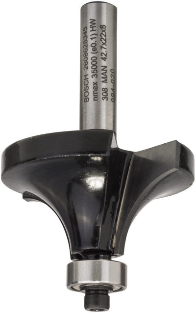 Bosch - fraises à profil arrondi 8 mm, r1 15 mm, l 22 mm, g 66 mm