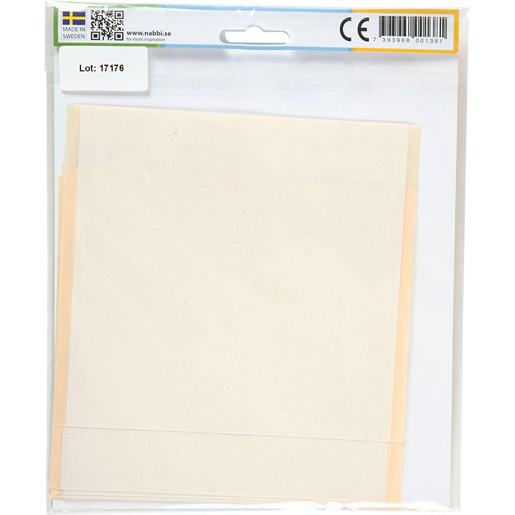 Feuilles autocollantes Nabbi, format 15x15 cm, transparentes, 8 feuilles 1 boîte
