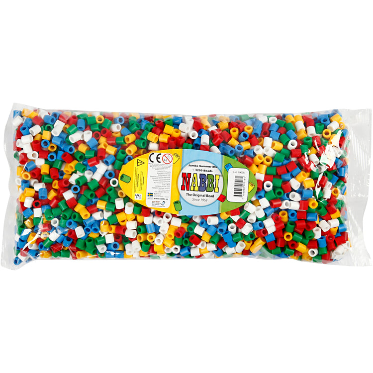 Perles à repasser Nabbi, taille 10x10 mm, diamètre du trou 5,5 mm, jumbo, couleurs standards, 3200 div 1 boîte