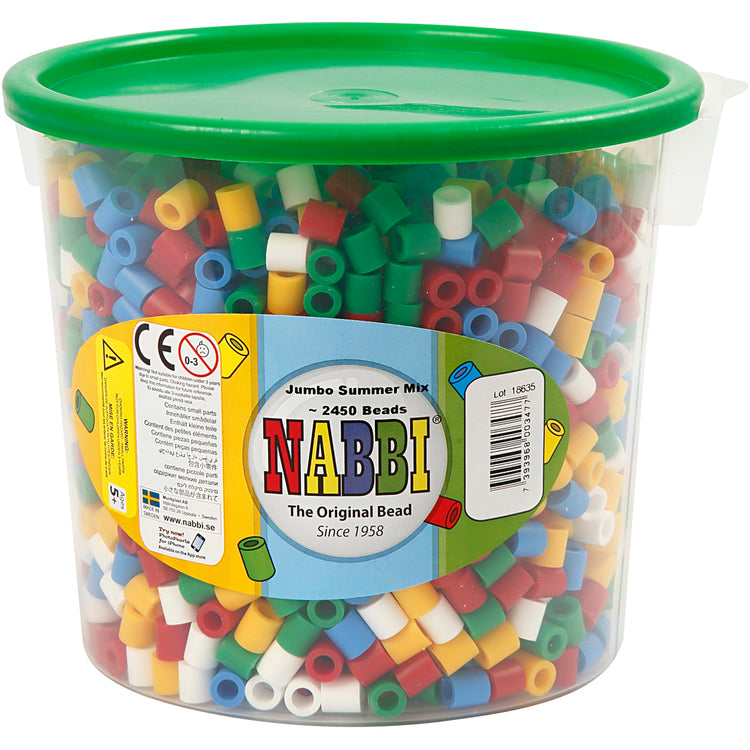 Perles thermocollantes Nabbi, dimension 10x10 mm, diamètre intérieur 5,5 mm, jumbo, couleurs standards, 2450 div 1 boîte