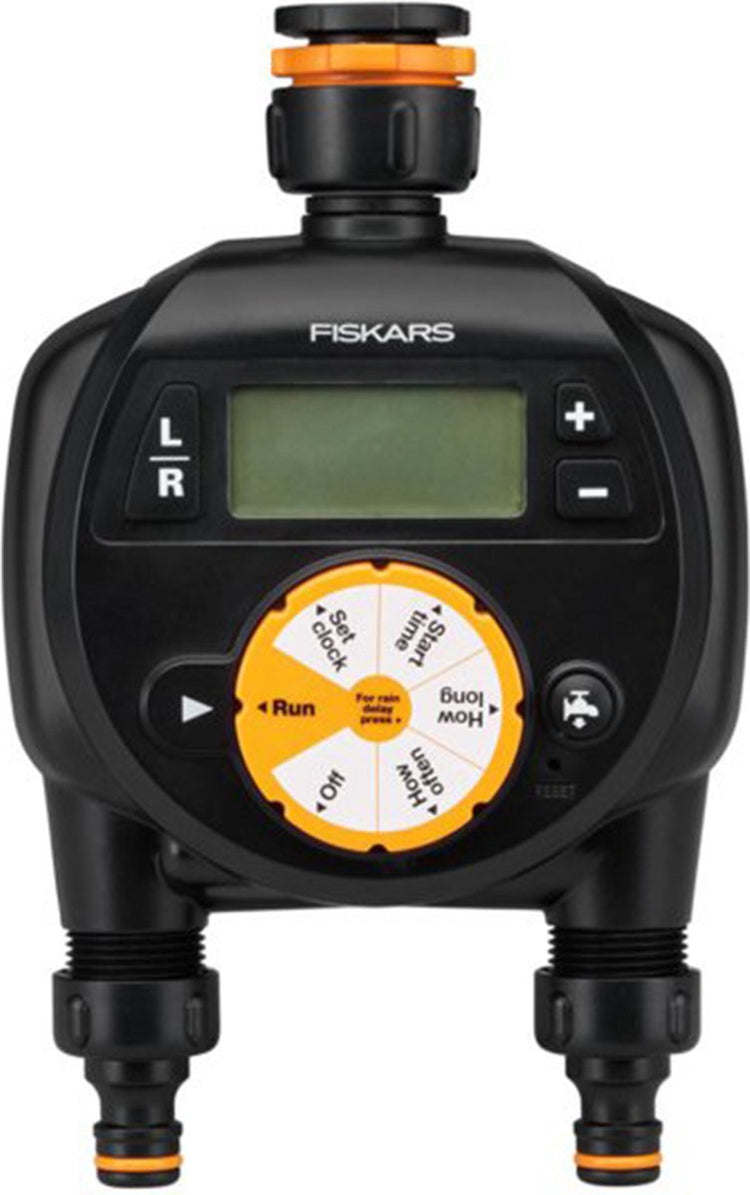 Fiskars - contrôleur d'arrosage double - ergonomique - écran LCD