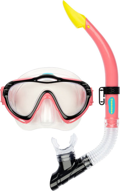 Waimea lunettes de plongée avec tuba - enfants - rose - lentille en verre trempé