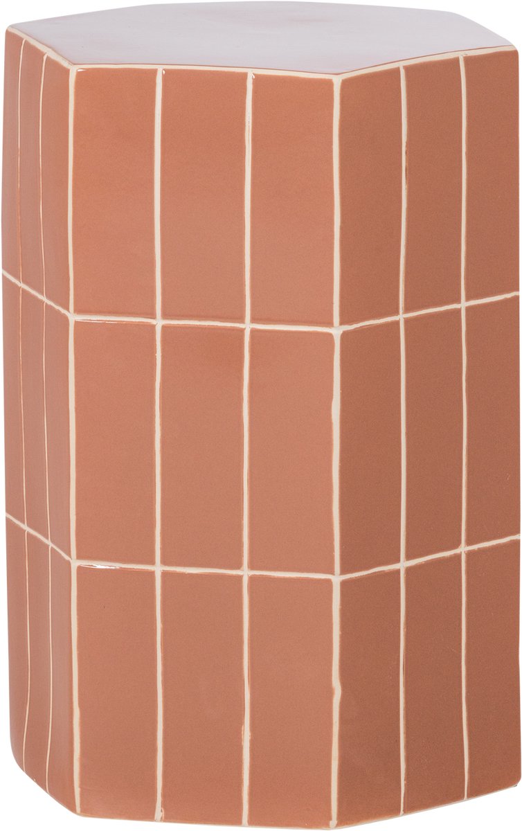 Table d'appoint décorative Woood plu - céramique - vieux rose - 54x38x32