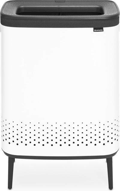 Brabantia bo hi panier à linge - avec couvercle - 2 x 45 l - trieur de linge - 2 compartiments - blanc