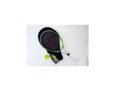 Racket de tennis avec couverture et 2 balles vertes
