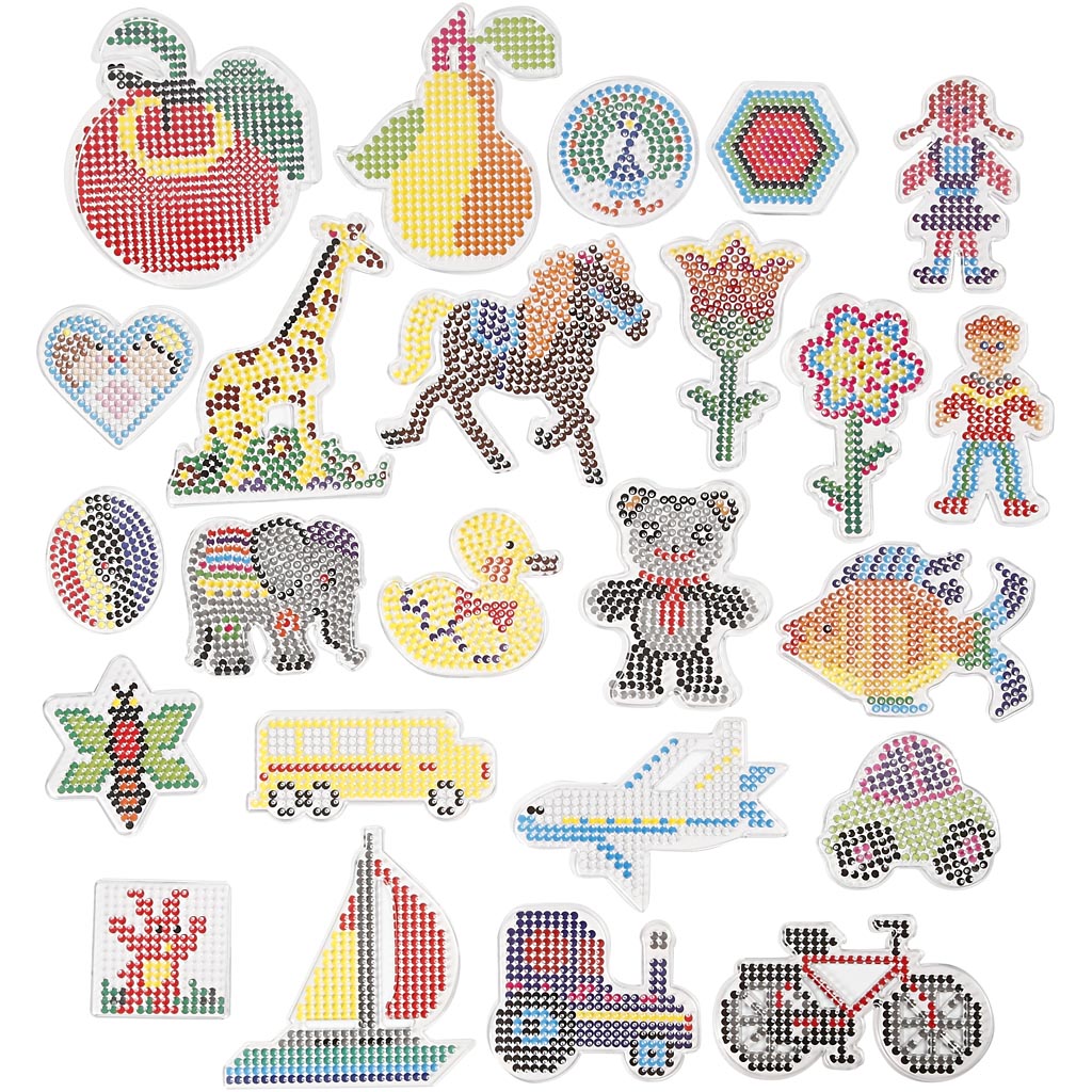 Plaque de base Creativ company, géométrie, animaux, enfants, fleurs et transports, dimensions 7x7,5-14x16 cm, moyen, transparent, boîte 4x10 1 boîte