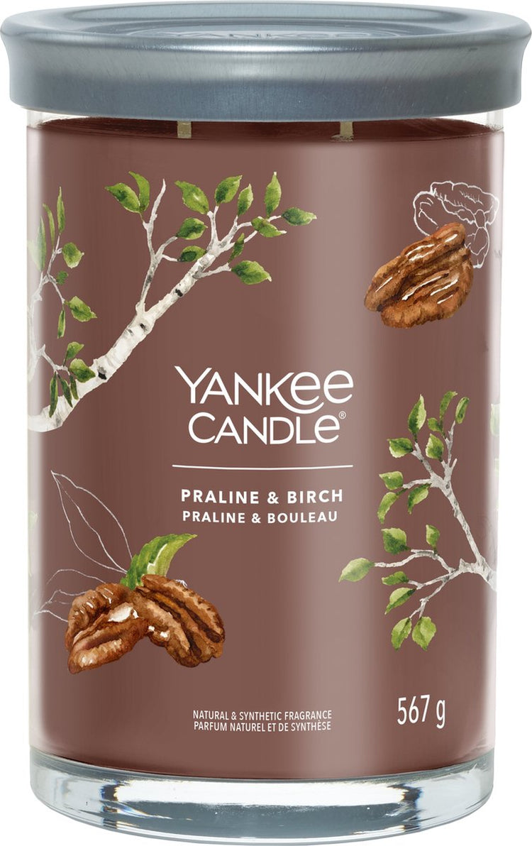 Bougie Yankee - bougie parfumée bouleau praliné grand format - 100 heures de combustion - deux mèches