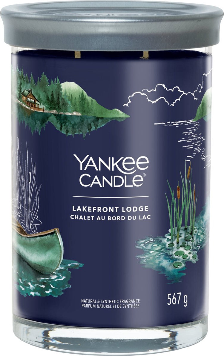 Bougie Yankee - grande bougie parfumée au bord du lac - 100 heures de combustion - deux mèches