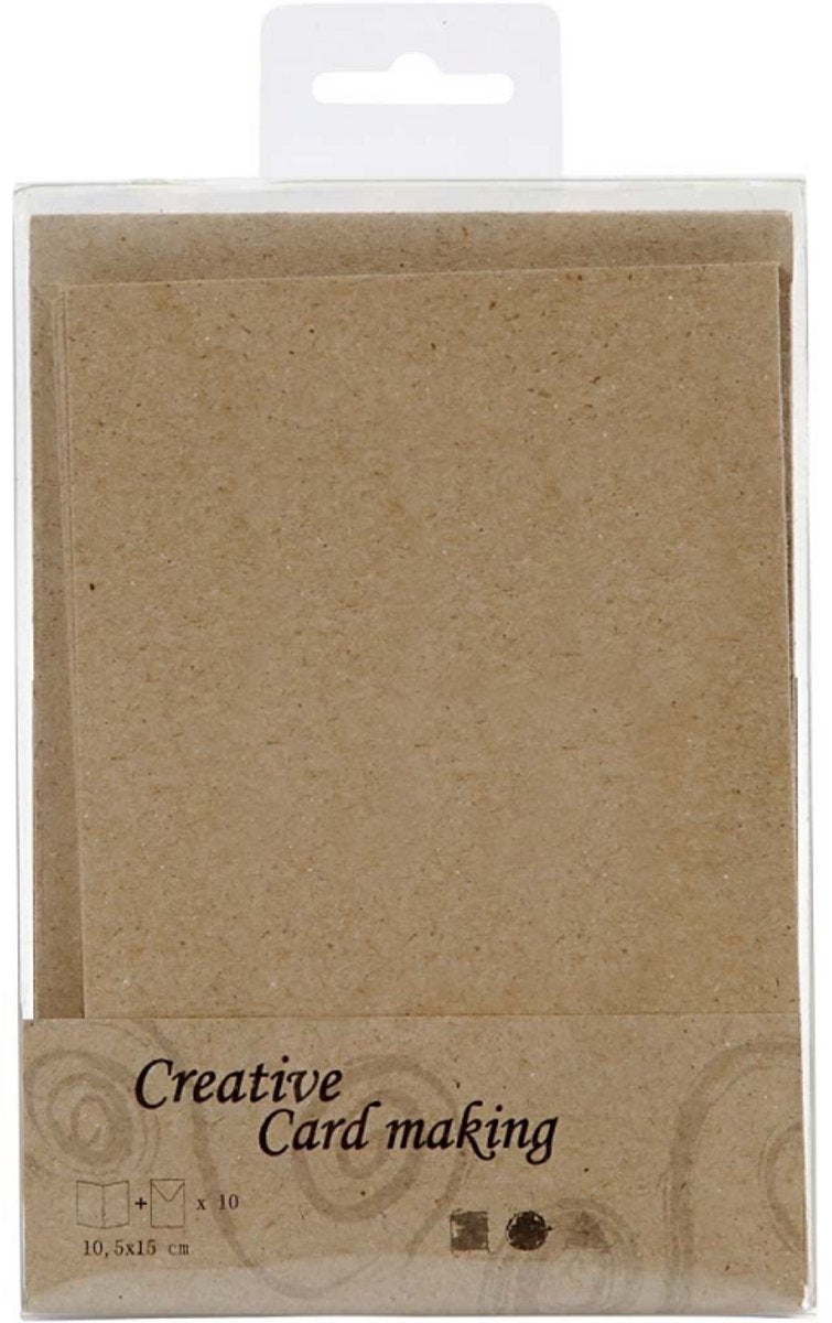 Cartes et enveloppes d'entreprise Creativ, format carte 10,5x15 cm, format enveloppe 11,5x16,5 cm, naturel, 10 jeux 1 boîte