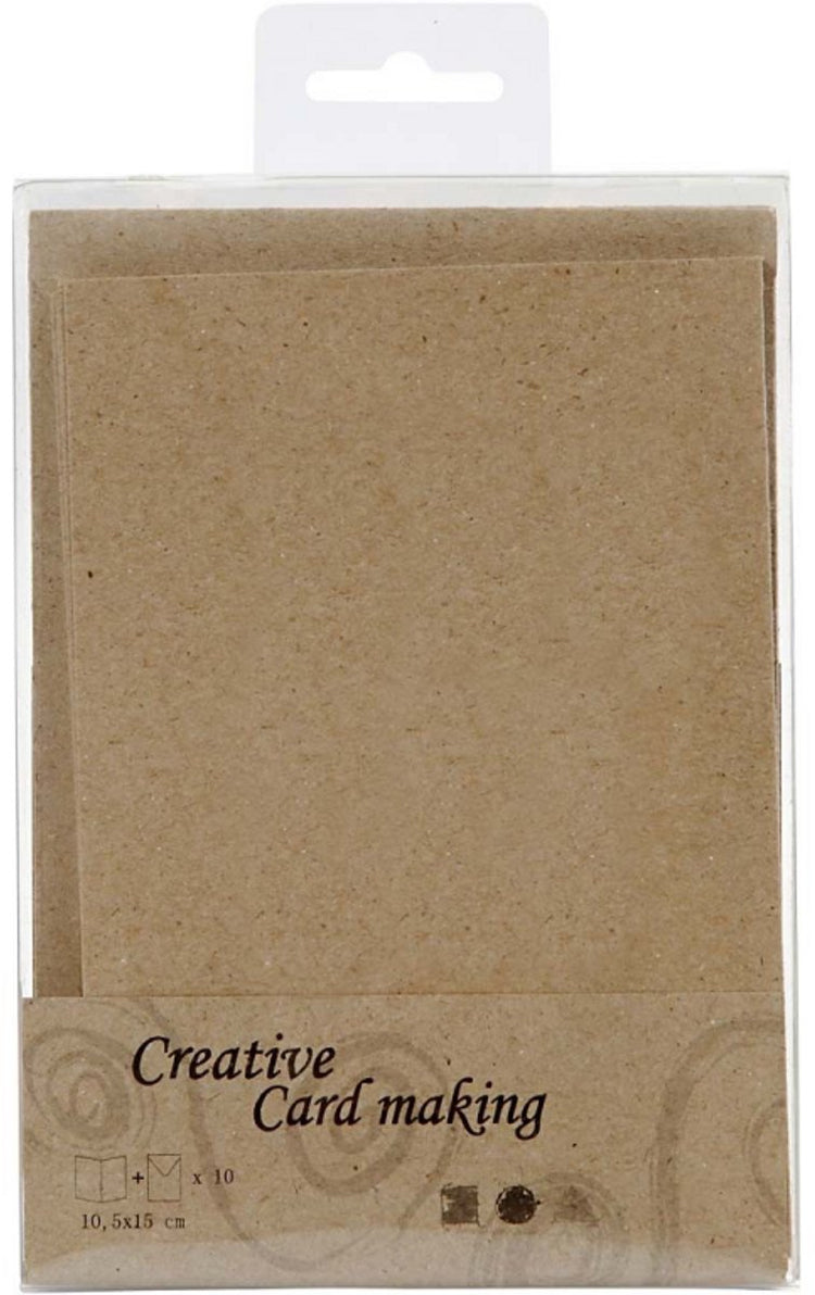 Cartes et enveloppes d'entreprise Creativ, format carte 10,5x15 cm, format enveloppe 11,5x16,5 cm, naturel, 10 jeux 1 boîte