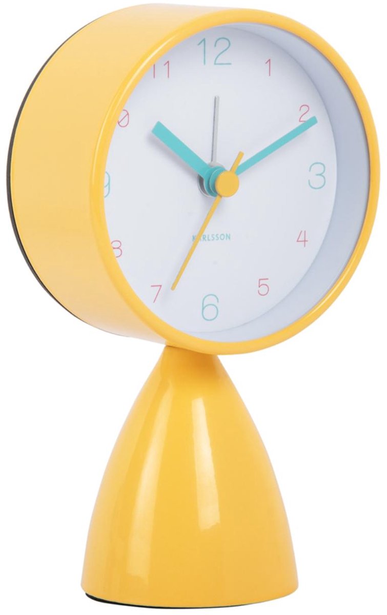 Karlsson réveil funky vibes - jaune vif - 7,8x7,8x13,3cm - moderne - réveil pour chambre - réveils