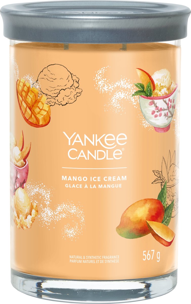 Bougie Yankee - grande bougie parfumée glace à la mangue - 100 heures de combustion - deux mèches
