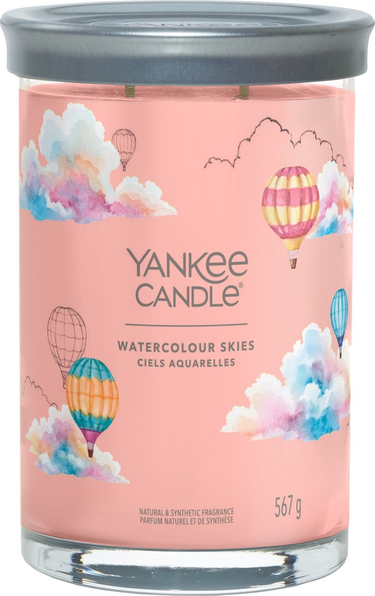 Bougie Yankee - bougie parfumée ciel aquarelle grande gobelet - 100 heures de combustion - deux mèches