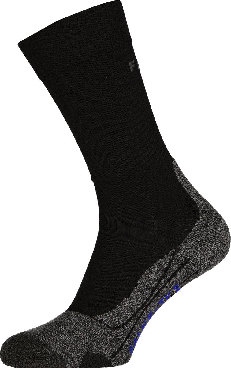 Falke tk2 cool anti-ampoules épais matériau fonctionnel lyocell chaussettes de marche hommes noir - taille 46-48