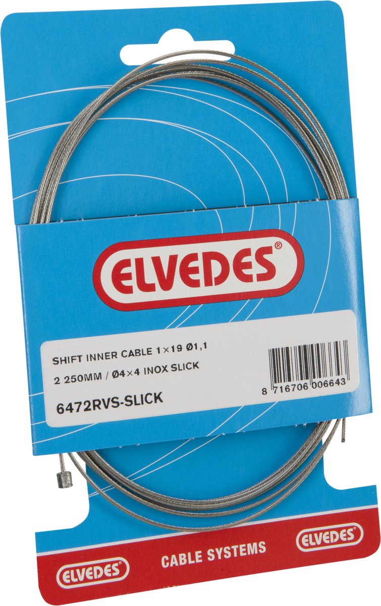 Câble intérieur de changement de vitesse Elvedes 2250mm acier inoxydable Slick ø1.1mm Shimano SRAM N-nipple (sur carte)