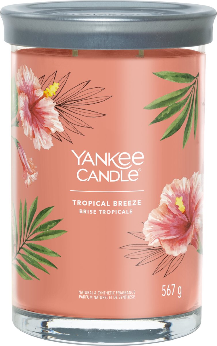 Bougie Yankee - grande bougie parfumée brise tropicale - 100 heures de combustion - deux mèches