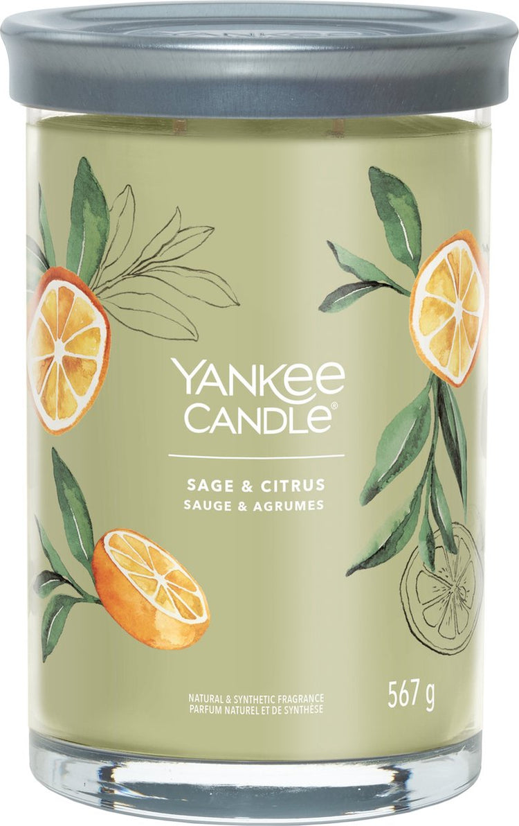 Bougie Yankee - bougie parfumée à la sauge et aux agrumes - 100 heures de combustion - deux mèches