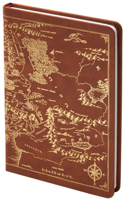 Noble collection le seigneur des anneaux journal carte de la terre du milieu 240 pages papeterie