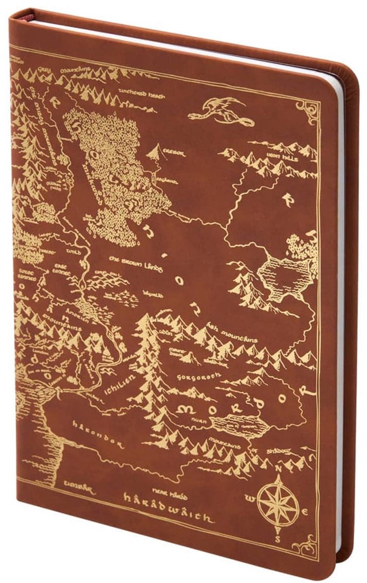Noble collection le seigneur des anneaux journal carte de la terre du milieu 240 pages papeterie