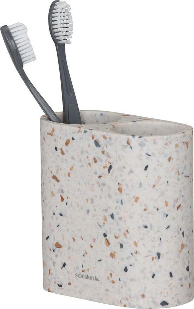 Mélange de peau de phoque - porte-brosse à dents double - autoportant - terrazzo
