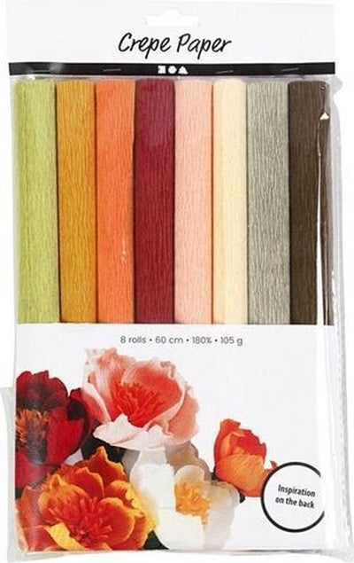 Couleurs pastel en papier crêpe, 8 feuilles
