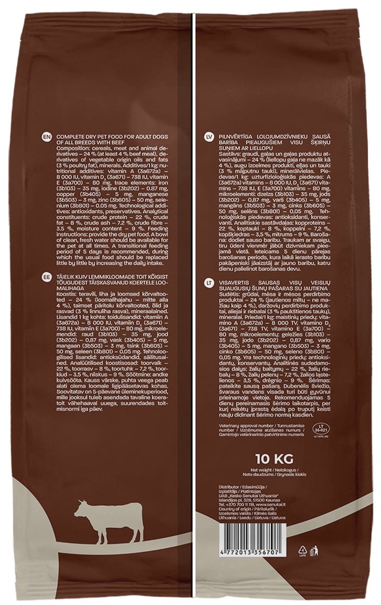 Morceaux de nourriture pour chiens Höppy au bœuf, 10 kg