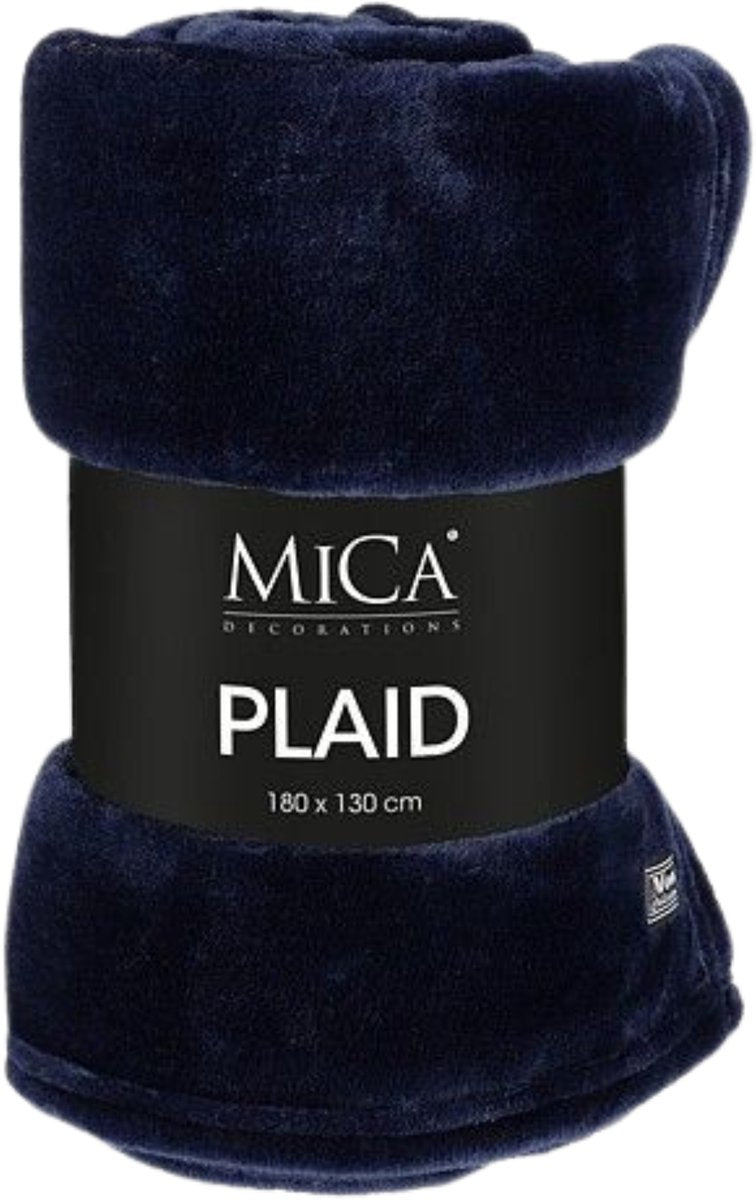 Mica decorations famke plaid polaire - l180 x l130 cm - bleu foncé