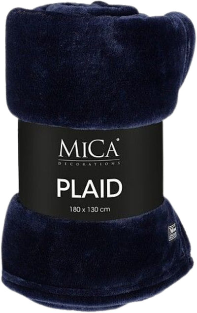 Mica decorations famke plaid polaire - l180 x l130 cm - bleu foncé