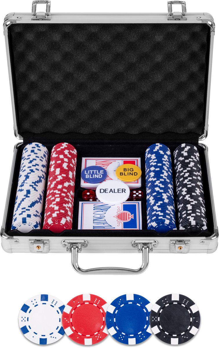 Set de poker dans un coffret en argent - 200 jetons