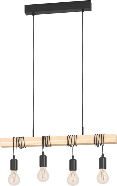 Lampe suspendue Eglo townshend - e27 - 70 cm - marron noir - bois fsc
