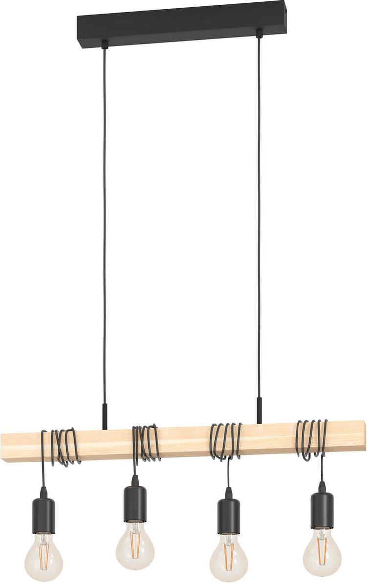 Lampe suspendue Eglo townshend - e27 - 70 cm - marron noir - bois fsc