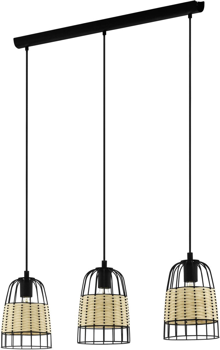 Lampe à suspension Eglo Anwick - e27 - 88 cm - rotin noir