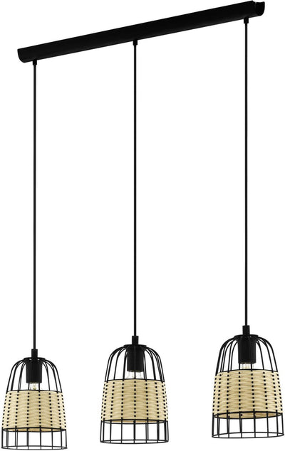 Lampe à suspension Eglo Anwick - e27 - 88 cm - rotin noir