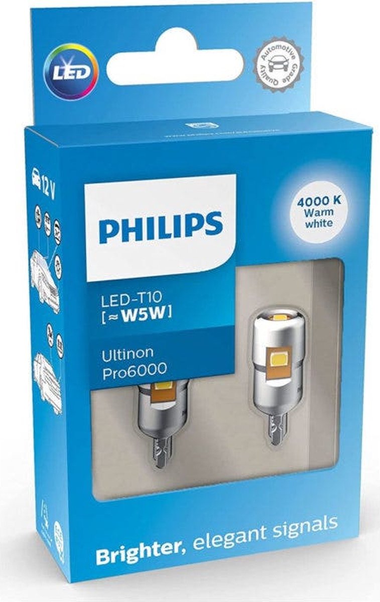 Philips Ultinon Pro6000 W5W-T10 Ensemble 4000K 11961wu60x2